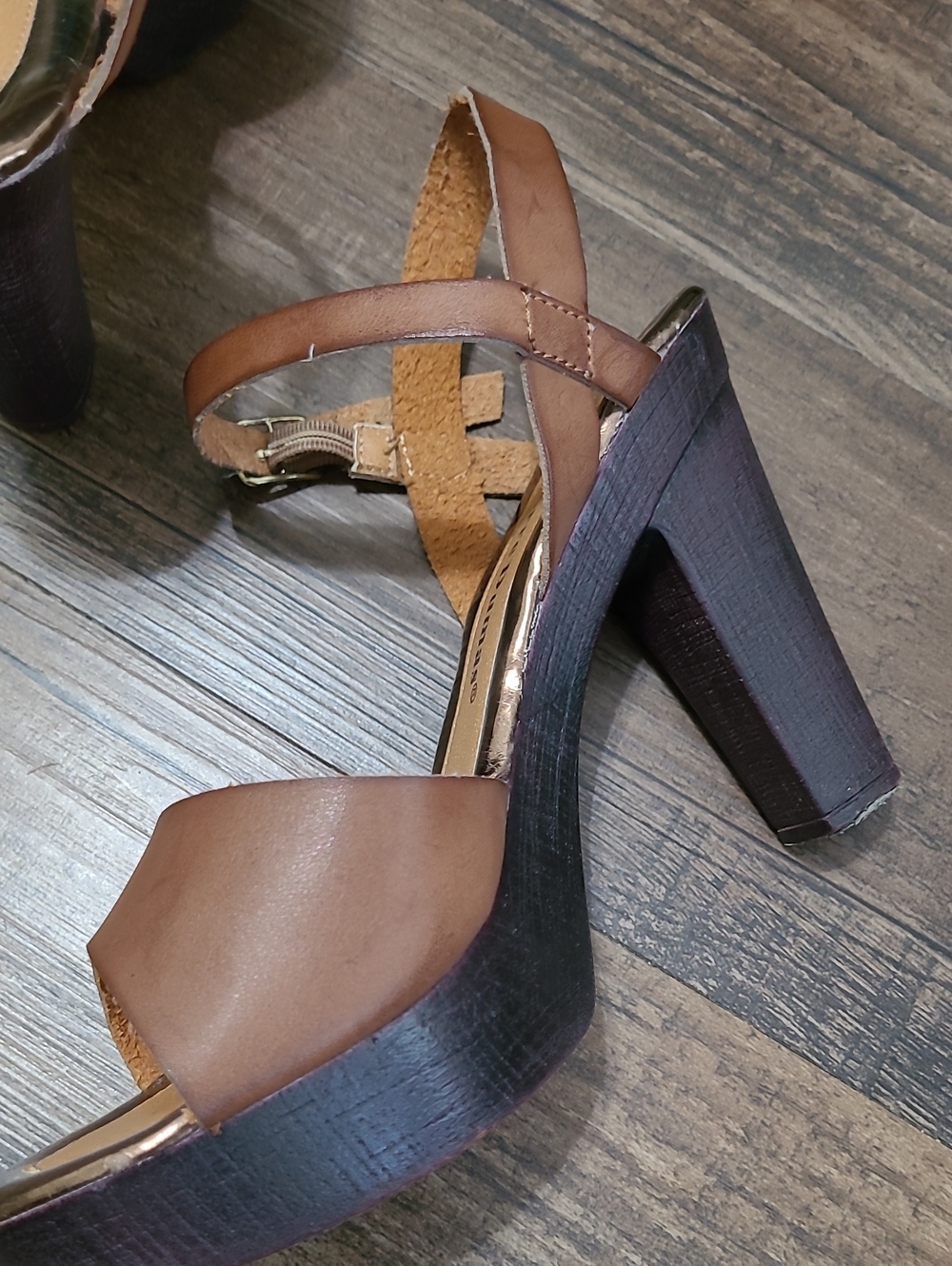 Brown Leather Platform Heels - Picture 8 of 11